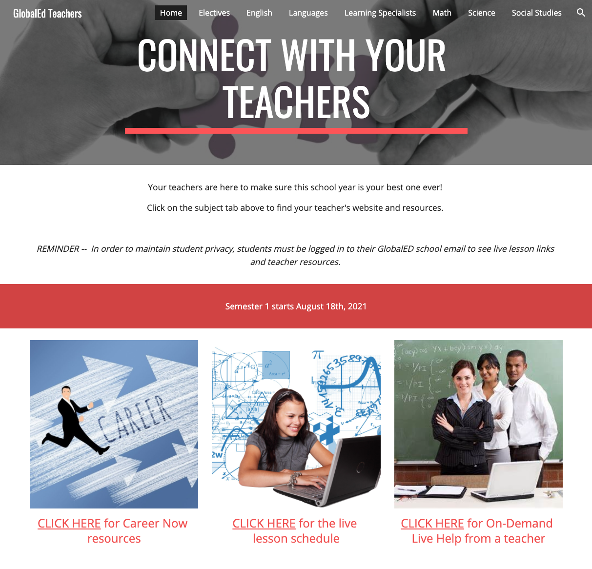 GloalED Teacher Website